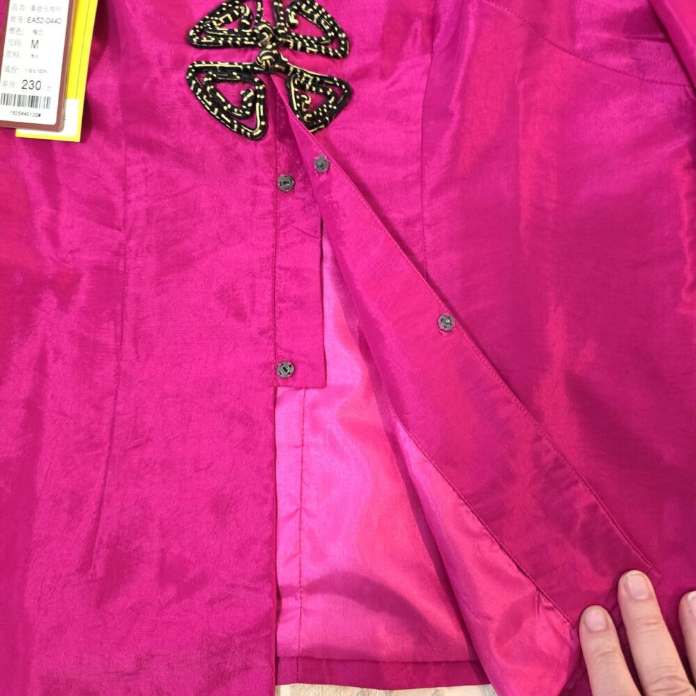 Hai Tom Chinese Top Embroidered Collar Frog Button Jacket Women's M NWT - Picture 5 of 15